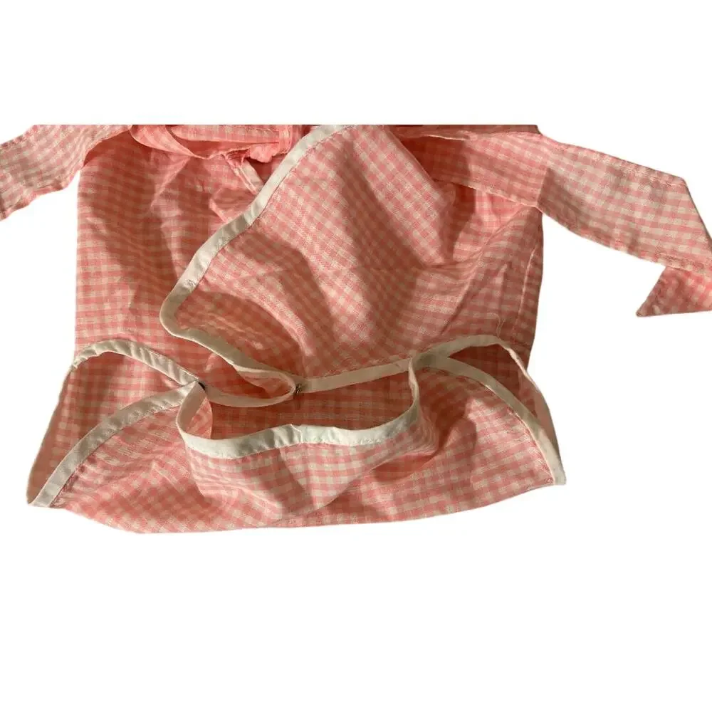 Vtg Infant Diaper Cover Bottoms Pink Wht Check pattern western Prairie 60’s 70’s